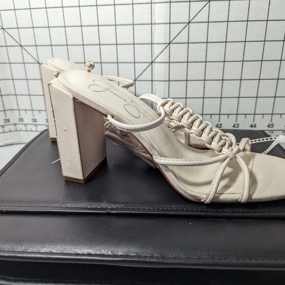 NEW Womens Jessica Simpson Size 8M Oversized Heeled Sandals Strappy LaceUp White - Picture 5 of 7